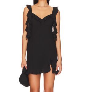 Amanda Uprichard Sonnet Mini Black Dress Ruffles Size S
